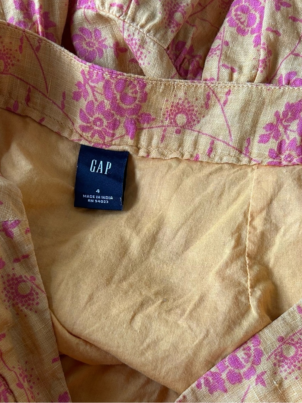 GAP Yellow Cotton Skirt with Pink Floral Print, size 4 - Picture 2 of 3